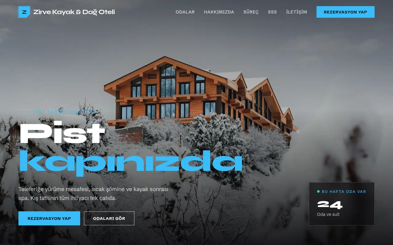 Butik Şehir Oteli Web Sitesi — Zirve Kayak & Dağ Oteli